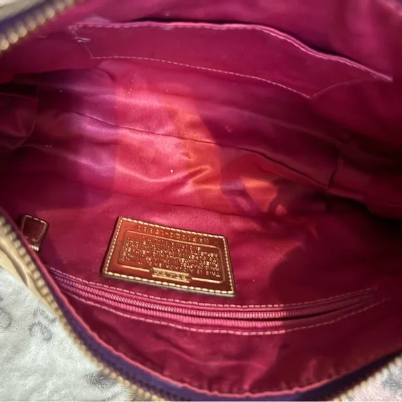 Coach special edition purple gold stars poppy purse on signature canvas preowned - Picture 10 of 17